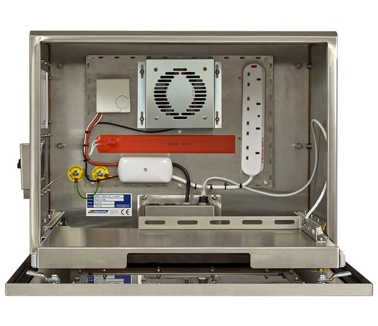 Ein geöffnetes Gehäuse für einen Honeywell Industrie-RFID-Drucker