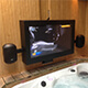 Ein Whirlpool für zu Hause, ausgestattet mit einem Outdoor TV Schrank für 32"