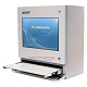 Industrie Touchmonitor rechte Seite mit offener Keyboardschublade | PENC-550