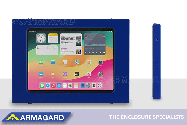 Vorder- und Seitenansicht des Armagard Tablet-Gehäuses